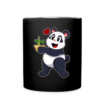 Panda Bambus - Tasse einfarbig - Schwarz - Vorne