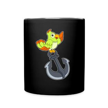 Papagei Anker - Tasse einfarbig - Schwarz - Vorne