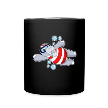 Nilpferd Taucher Schwimmbrille Tauchen - Tasse einfarbig - Schwarz - Vorne