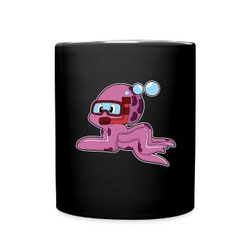 Krake Taucher Schnorchel Tauchen - Tasse einfarbig - Schwarz - Vorne