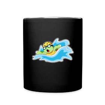 Schildkröte Schwimmen Schwimmbrille Sommer - Tasse einfarbig - Schwarz - Vorne