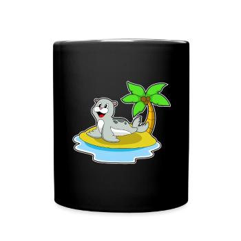 Seehund Insel - Tasse einfarbig - Schwarz - Vorne