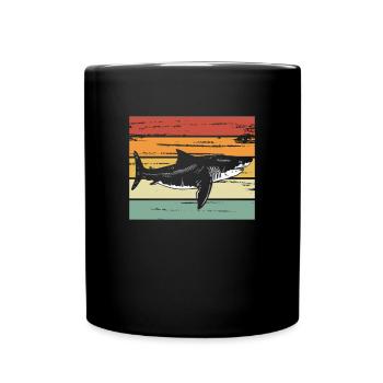 Hai Retro farben - Tasse einfarbig - Schwarz - Vorne