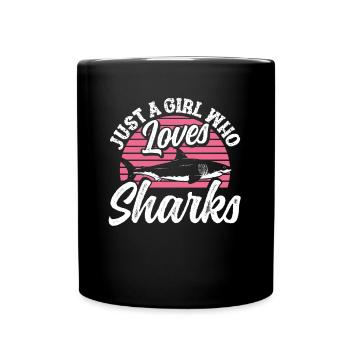 Une fille qui aime les requins - Mug uni - noir - Devant
