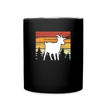 Süße Ziege Auf Retro-vintage - Tasse einfarbig - Schwarz - Vorne