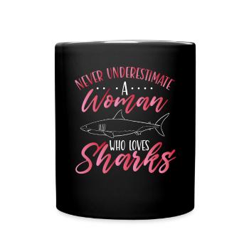 Une femme qui aime les requins - Mug uni - noir - Devant