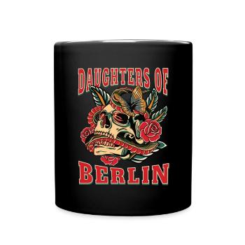 Berlin Power-Frau daughters of Berlin Retro Blumen - Tasse einfarbig - Schwarz - Vorne