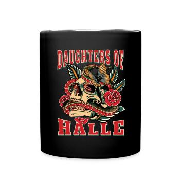 Halle Power-Frau daughters of Halle Retro - Tasse einfarbig - Schwarz - Vorne