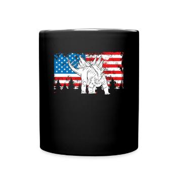 Stegosaurus Auf Einer Usa flagge - Tasse einfarbig - Schwarz - Vorne