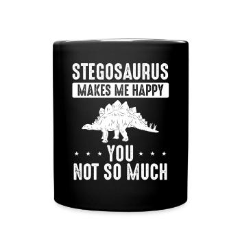 Stegosaurus Macht Mich Glücklich - Tasse einfarbig - Schwarz - Vorne