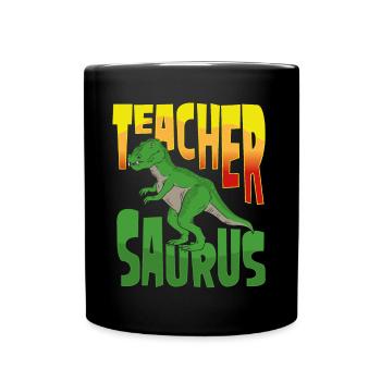 Lehrer T rex dinosaurier - Tasse einfarbig - Schwarz - Vorne