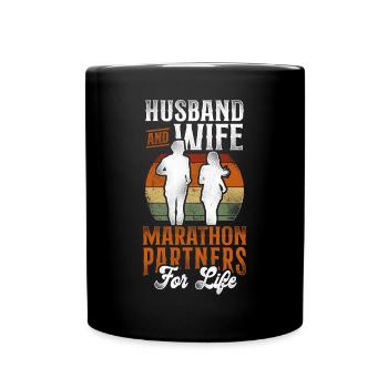 Running Runner Half Marathon - Full Colour Mug - black - Front