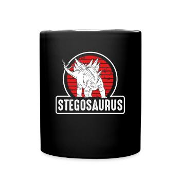 Stegosaurus Auf Einer Roten Sonne - Tasse einfarbig - Schwarz - Vorne