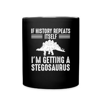 Ich werde ein Stegosaurus - Tasse einfarbig - Schwarz - Vorne