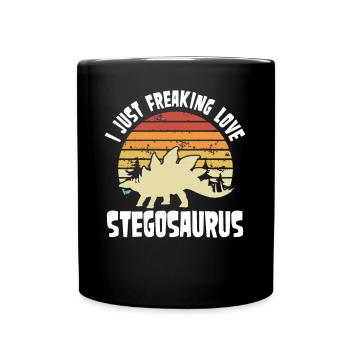 Ich Liebe Stegosaurus - Tasse einfarbig - Schwarz - Vorne