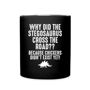 Stegosaurus überquert Die Straße - Tasse einfarbig - Schwarz - Vorne