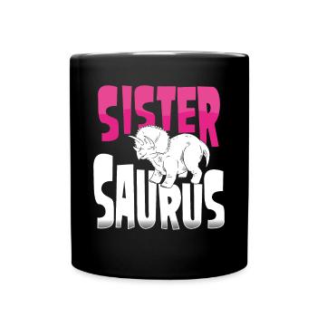Schwester Triceratops - Tasse einfarbig - Schwarz - Vorne