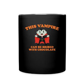 Ce vampire peut être soudoyé avec une chemise en chocolat - Mug uni - noir - Devant