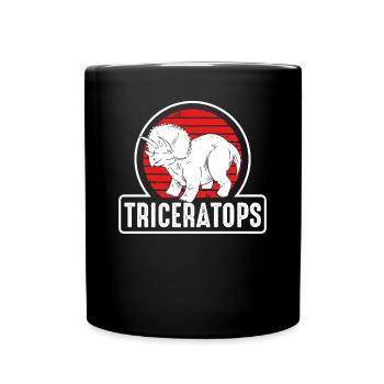 Triceratops on a Red Sun - Full Colour Mug - black - Front