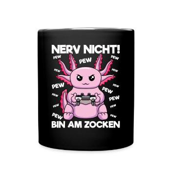 Nerve not am at gaming Gaming Axolotl - Full Colour Mug - black - Front