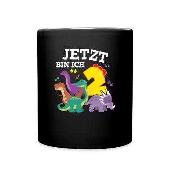 Now I Am 2 Dino Birthday Dinosaur - Full Colour Mug - black - Front