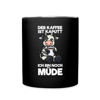 The coffee is broken I'm still tired cow - Full Colour Mug - black - Front