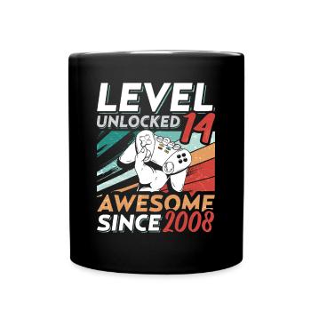 Level 14 Birthday 14 Year Old 2008 Gaming Video - Full Colour Mug - black - Front