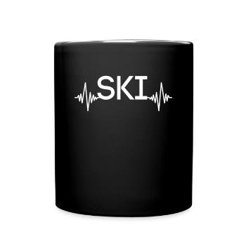 Battement de cœur de ski - Mug uni - noir - Devant