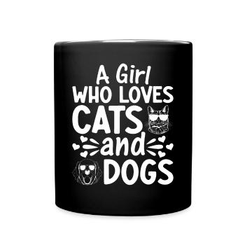 Amoureux des chiens Fille Amoureux des chats I a - Mug uni - noir - Devant