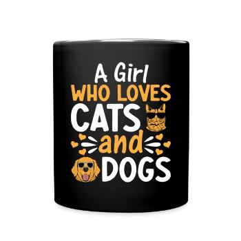 Amoureux des chats Filles Amoureux des chiens I Une fille qui aime les chats - Mug uni - noir - Devant