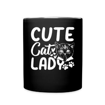 Niedliche Katzendame Niedliche Katzenliebhaberin K - Tasse einfarbig - Schwarz - Vorne