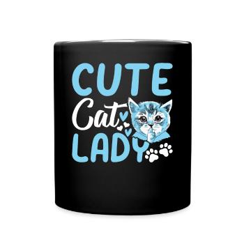 Niedliche Katzendame Katzenbesitzerin Niedliche Ka - Tasse einfarbig - Schwarz - Vorne