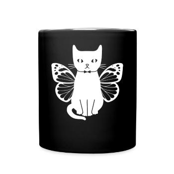Chats avec papillons Chats mignons Chats - Mug uni - noir - Devant