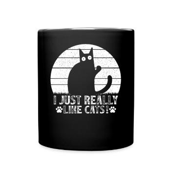 Cat lovers Funny cats I like cats - Full Colour Mug - black - Front