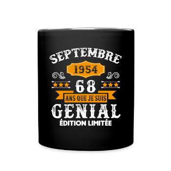 68 Ans Anniversaire Vintage Né(e) Septembre 1954 - Mug uni - noir - Devant