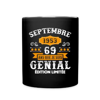 69 Ans Anniversaire Vintage Né(e) Septembre 1953 - Mug uni - noir - Devant