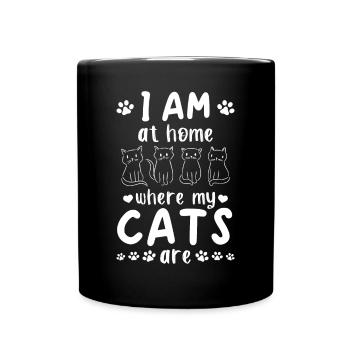 Propriétaire de chat Je suis à la maison où mes chats s - Mug uni - noir - Devant