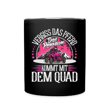 Quad ATV Offroad Quadfahrer - Tasse einfarbig - Schwarz - Vorne