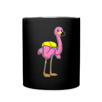 Flamingo Schüler Rucksack Schule - Tasse einfarbig - Schwarz - Vorne