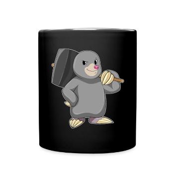 Maulwurf Handwerker Hammer Handwerk - Tasse einfarbig - Schwarz - Vorne