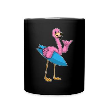 Été de surf sur planche de surf au flamant rose - Mug uni - noir - Devant