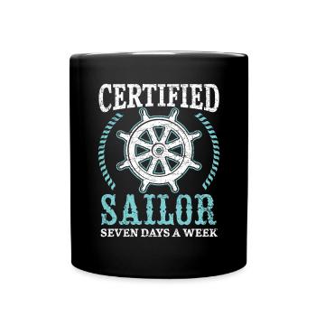 Marin certifié sept jours par semaine Capitaine de navire - Mug uni - noir - Devant