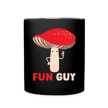 Fun Guy Mushroom Mycology Foraging Morel Hunting - Full Colour Mug - black - Front