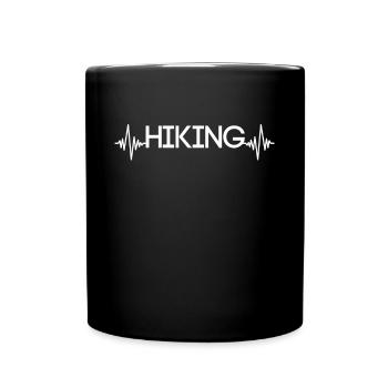 Wandern Herzschlag - Tasse einfarbig - Schwarz - Vorne
