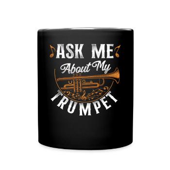 Trumpet Player Vintage Ask Me - Full Colour Mug - black - Front