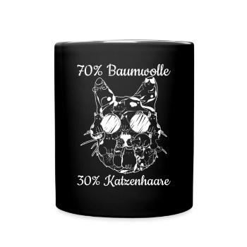 Katzenbesitzer Katzen Spruch 70% Baumwolle 30% Kat - Tasse einfarbig - Schwarz - Vorne