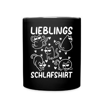 Katzen Schlafshirt Lieblings Schlafshirt Katzenbes - Tasse einfarbig - Schwarz - Vorne