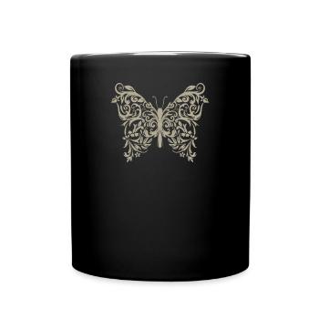 Barock Ästhetik Hippie Schmetterling Vintage Retro - Tasse einfarbig - Schwarz - Vorne