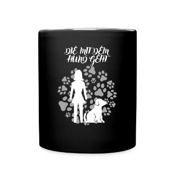 DIE MIT DEM HUND GEHT GASSI LIEBE HUNDE GESCHENK - Tasse einfarbig - Schwarz - Vorne