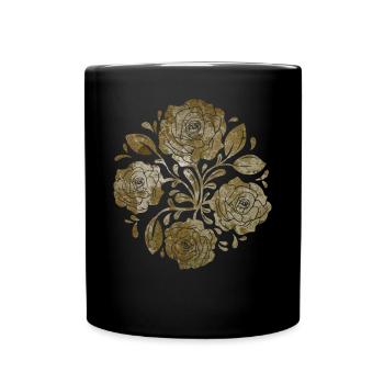 Barock Ästhetische Rose Kunstwerk Retro Vintage - Tasse einfarbig - Schwarz - Vorne